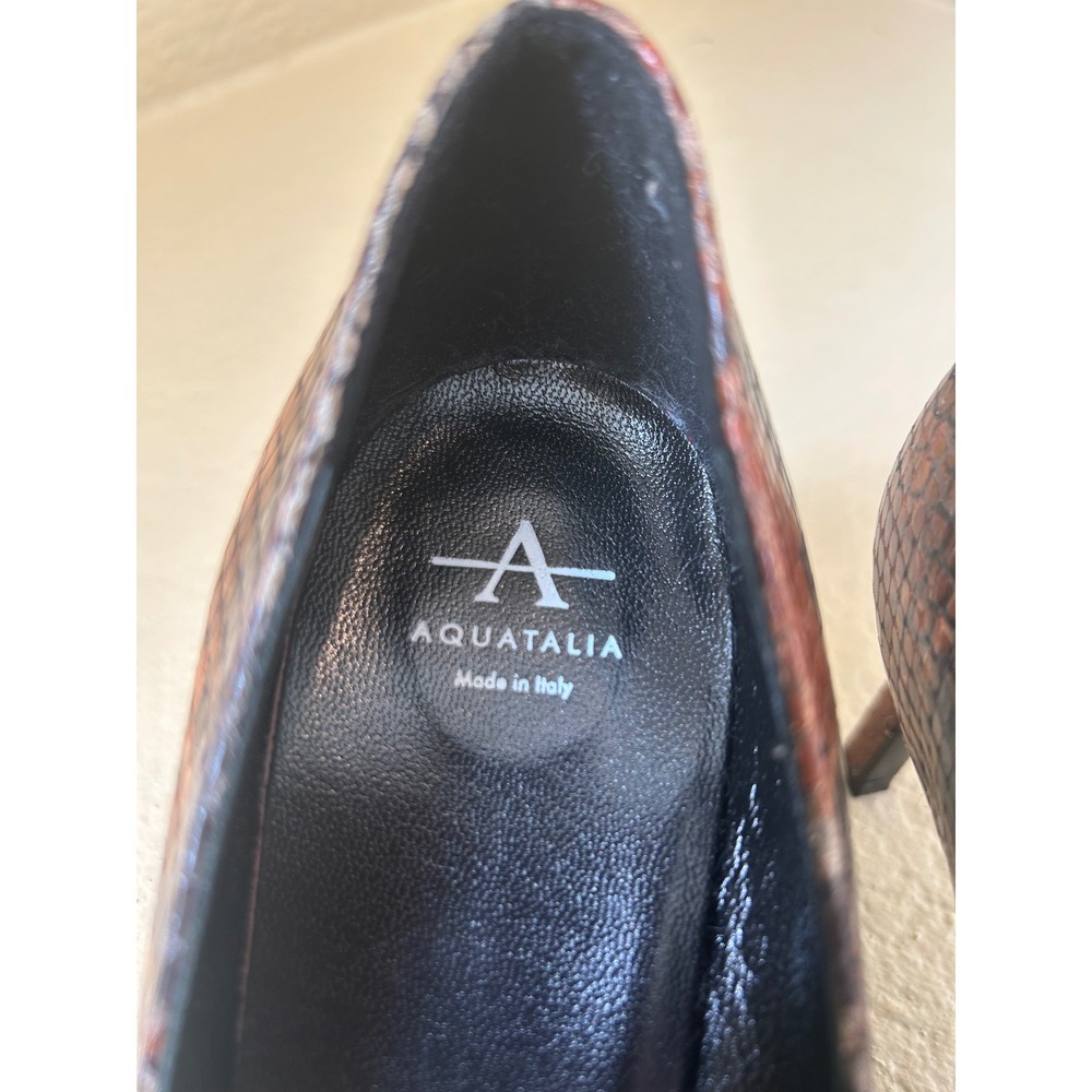 Aquatalia Melina Snake Embossed Leather Pumps Cognac Black Made in Italy SZ 8.5‎ - Picture 5 of 7